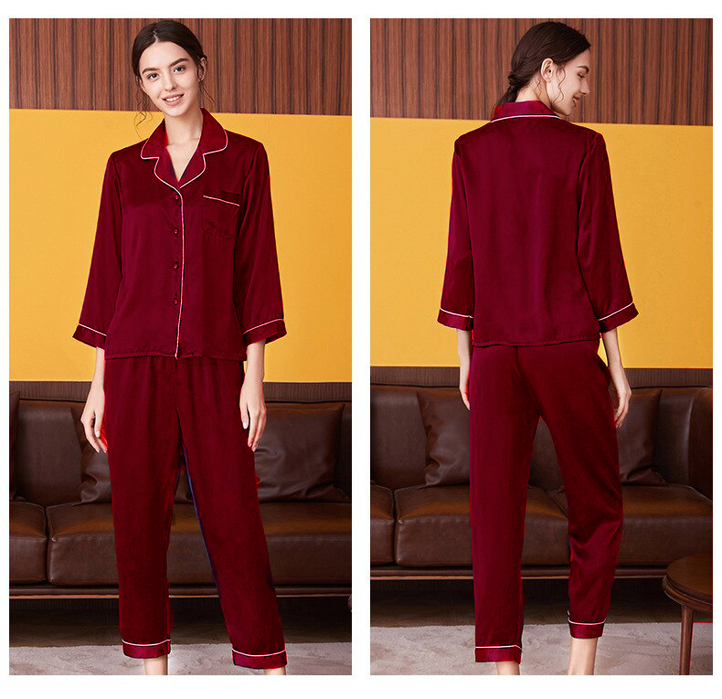 Silk Rosewood Red Nightsuit Elva