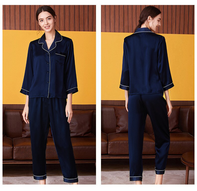 Silk Midnight Blue Nightsuit - Elva