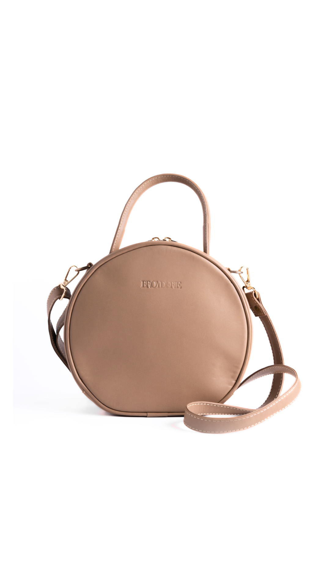 Round Leather Nude Bag